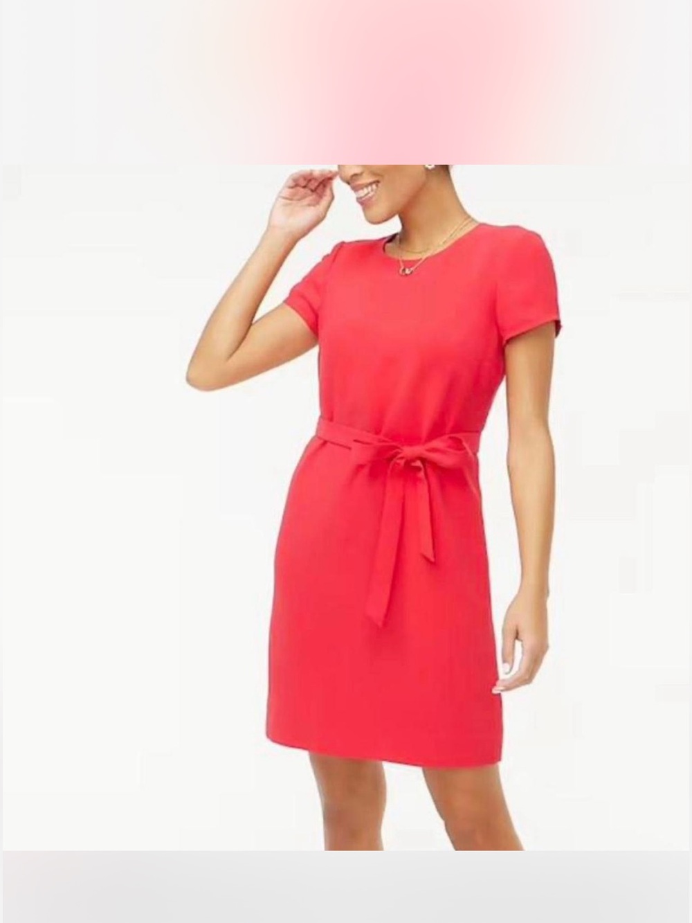 J. Crew Coral Tie-Waist Short-Sleeve Mini Dress sz 4, classic work to weekend - Picture 12 of 12